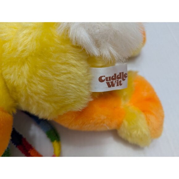 Cuddle Wit Duck Easter Cuddlers yellow orange rainbow scarf 13" stuffed toy VTG - Picture 9 of 9